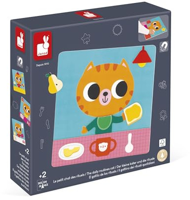 Janod Juego de Rutinas y Rituales Diarios - Pizarra Magnética Educativa - Organiza tu Vida Diaria - 7 Tarjetas Educativas - 1 Pizarra Magnética - 30 Imanes - A Partir de 2 Años - J05446