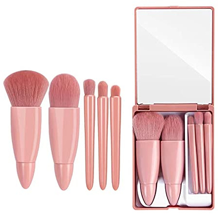 Ensemble de Kit de Brosses Cosmétiques de Maquillage de 5pcs, Correcteurs à Paupières Ombres à Paupières / Brosses de Contour Oculaires, Pinceaux de Couleurs Roses à Usage