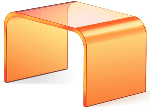 PFOIBOU Tritthocker aus Acryl Hocker,Tritthocker für Kinder,Fußhocker aus Acryl,Badezimmer Hocker für Kinder Erwachsene in Küche, Bad und Haus, bis zu 113 kg Belastbar (Orange- No Non-Slip)