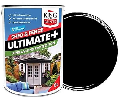 Black Fence and Shed Paint King of Paints One Coat 5Litres Saving you time and energy