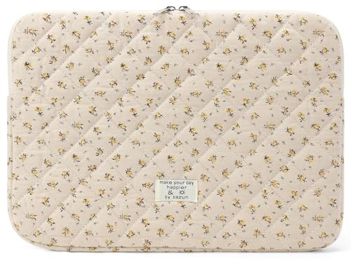RuiDay Housse Ordinateur 13-14 Pouces, Pochette Ordinateur Matelassé Fleurs | Compatible avec MacBook Air 13/Pro 13/Pro 14 M5 M4 M3 M2 M1, Macbook Neo 2026
