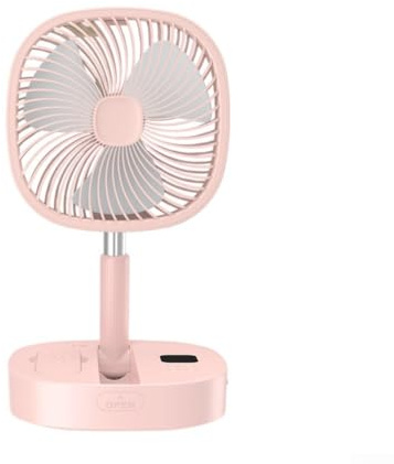 Lecreatekit Folding Storage Fan, Folding Portable Storage USB Charging Retractable Folding Floor Fan 4 Speed Timing Function For Setting(pink)