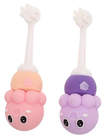 FRCOLOR 2stücke Kinderzahnbürste mit Sanften Borsten für Zahnfleisch Ozean-motiv Oktopus-design Kleine Zahnbürste für Mädchen Babyzahnbürste Tragbar