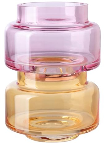 Fink 2-teiliges Teelichthalter Set Ø 10 cm aus Glas orange & Rose stapelbar