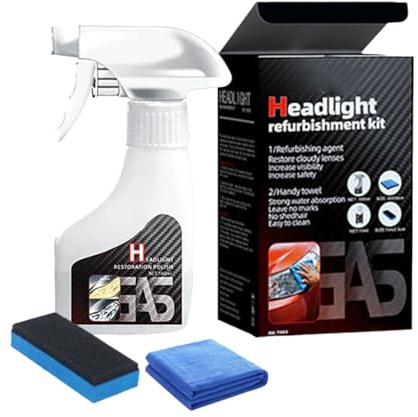 Scheinwerfer Aufbereitung Flüssigkeit Set 180ml Auto Scheinwerfer Politur Spray Autoscheinwerfer Reparaturflüssigkeit Scheinwerfer Reparaturspray für Reinigt und Poliert Vermattete Vergilbte (1Pcs)