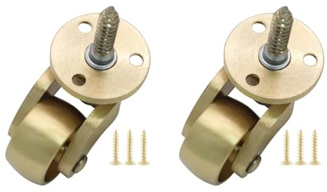 VIVIWI Lot de 2 roulettes pivotantes à 360 degrés en laiton pour meubles silencieux pour défense du sol et des tapis