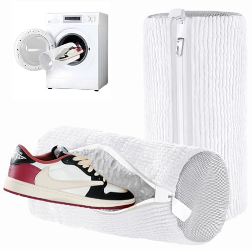Shoe Washing Machine Bag Laundry Shoe Bag for Washer and Dryer Reusable 2 Kit White Shoe Cleaning Bags for Sneakers Deep Cleaning Machine for Most Shoes Types With Self-locking Zipper