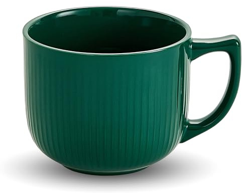Seworlan Ceramic Soup Bowls with Handles, 32 oz Microwave Safe Soup Mug for Ramen, Oatmeal, Cereal, Jumbo Porcelain Bowls with Handles, Dishwasher Safe, Christmas Gift,1PCS (Green)