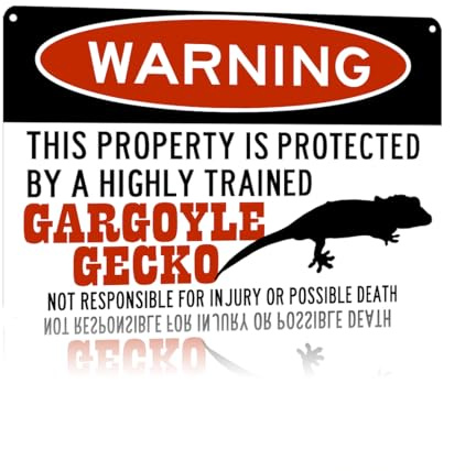 TIUUOK Funny Signs Metal Tin Poster 8x12inch Gargoyle Gecko Sign Wall Art Decoration Painting For Home Yard Sign Outdoor Lawn Garden Office Decor