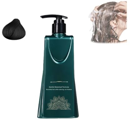 Mild Formula Long Lasting Hair Dye Set,Plant-Based Hair Color for Gray Coverage, Long-Lasting Single Step Hair Dye Kit with Nourishing Natural Shampoo (Natural Black)