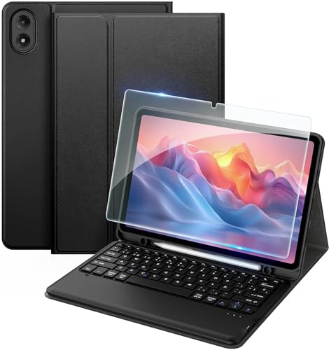 EasyAcc Funda con Teclado para Xiaomi Redmi Pad 2 Pro de 12,1 Pulgadas 2025 | Funda con [Español] Extraíble Teclado Bluetooth con Protector de Pantalla, Soporte para Lápiz, Negro