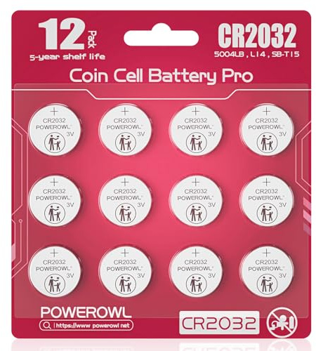 POWEROWL 12 Pcs Lithium Battery CR2032 3V for your AirTags, Toys, Games, MP3 players, Stopwatches (Rose Red)