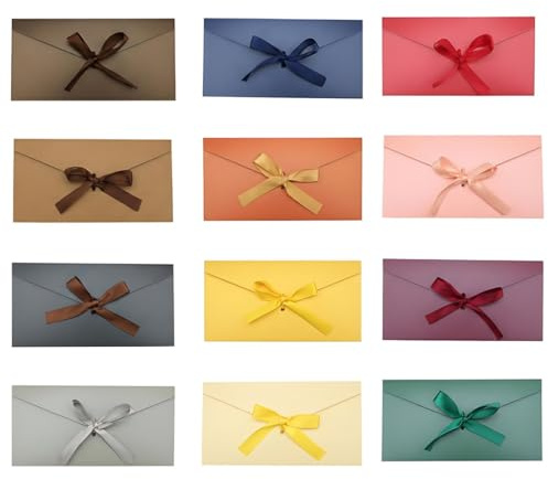 KAHZOR 12 Stück Umschläge, 22X11Cm Retro Kraftpapier Vintage Kraft Briefumschläge, 12 Farben Briefumschläge Bunt, Geeignet Für Handgefertigte, Geschenkumschlag Für Tickets, Umschläge Für Konzertkarten