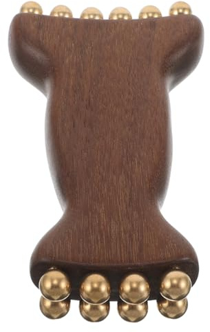 Tofficu Massaggiatore Facciale in Legno Verde di Sandalo Perline in Ottone, Strumento Manuale per Massaggio Muscolare, Dispositivo per Massaggio Facciale Portatile per Viso e Collo in