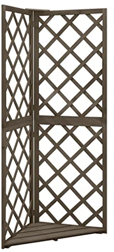 traliccio angolare grigio, 50 x 50 x 145 cm, in legno massello, per piante rampicanti, robusto traliccio da giardino come supporto stabile per rose ed edera in esterni