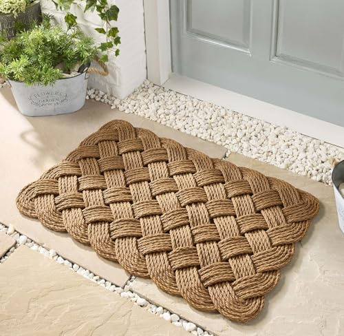 Lord of Rugs Outdoor Rope Doormat Textured Woven Entrance Mat, Reversible Easy-Clean Dirt Scraper Door Mat for Indoor & Outdoor Use Floor Mat in 45 x 75 cm (Sand Beige)
