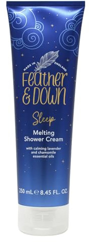 Feather & Down Crema de ducha Sweet Dream Melting de 250 ml, limpia tu piel y mente, con aceites esenciales calmantes de lavanda y manzanilla, hecha con extractos naturales, vegana y libre de crueldad