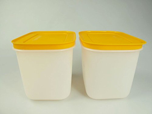 TUPPERWARE Gefrier-Behälter (2) 1,1 L orange-weiß hoch Eiskristall Eis-Kristall P 21621