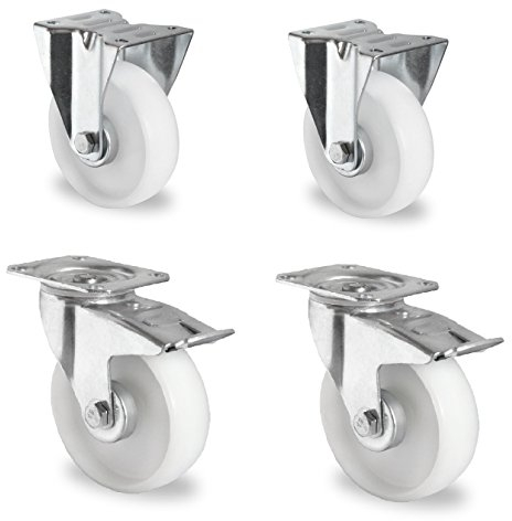 4 Stück Transportrollen lenkbar 125 mm Kunststoffrad Rollenlager Bockrollen/Feststeller (125 mm)
