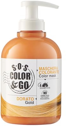 A ALAMA Professional Alama Professional S.O.S Color&Go Maschera Colore Dorato, Nutriente, Ravvivante, Riflessante e Tonalizzante per Capelli Naturali, Colorati e Con Mèches