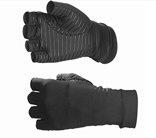 Wiston massima compressione rame infuso senza dita guanti per uomini e donne per alleviare il dolore da artrite, RSI, del tunnel carpale, tendinite, osteoporosi – 1 paio, Uomo, Nero , M