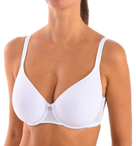 Selene, Reggiseno Donna con Fascia Anatomica, con Ferretto e Coppa Spacer Traspirante Imbottita, Collezione Fabiola, Colore Bianco, Taglia 5C