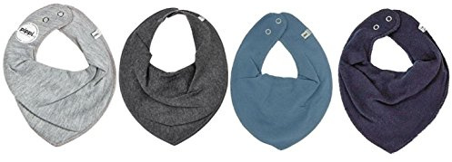 Pippi 4er Set Baby Dreieckstuch Halstuch Lätzchen 4 Stück * verschiedene Farbkombinationen (GRAU BLAU - hellgrau darkgrey jeansblau dunkelblau)