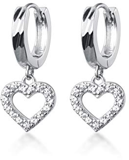 SLUYNZ 925 Sterling Silber Herz Creolen für Damen Creolen Ohrringe Tropfen Baumeln Ohrringe