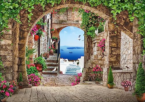 Wesmilewallpaper Papier Peint Panoramique 3D Paysage D'Arc Stéréo Rétro De Fleurs De Feuilles Vertes Papiers Peints Intissé Tapisserie Murales Poster 350x245cm
