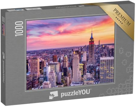 puzzleYOU: Puzzle 1000 Teile „New York City: Sonnenuntergang über Midtown aus der Luft betrachtet“ – aus der Puzzle-Kollektion USA