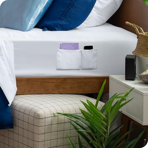 Bare Home Fitted Bottom Sheet Twin Extra Long - Storage Pocket - Premium 1800 Microfiber - Ultra-Soft Wrinkle Free - Deep Pocket (Twin XL, White)