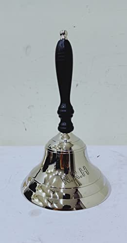 Nautische Handglocke mit Holzgriff (D-10,2 cm, H-17,8 cm, Silber und Schwarz)