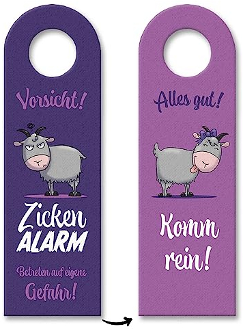 Vorsicht Zickenalarm Türhänger mit süßen Ziegen originelles Türschild für das Kinderzimmer deiner Tochter oder die Türklinke deiner besten Freundin