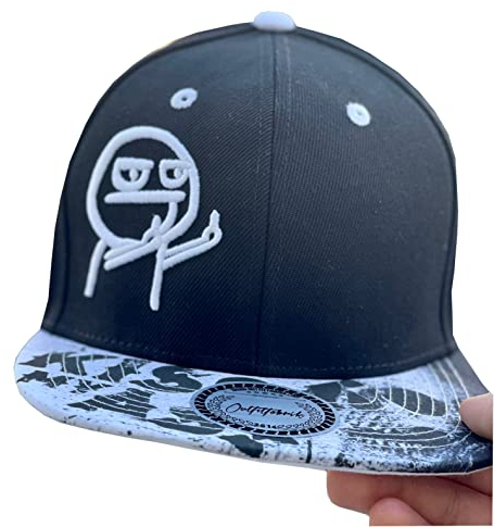 Outfitfabrik Snapback Cap Männchen in schwarz, Schirm mit Kiss My Ass-Motiv, weißer 3D-Stick (Provokation, Statement) für Herren und Damen, One Size, verstellbar
