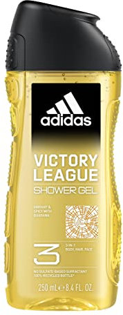 adidas, Victory League Gel Doccia Bagnoschiuma 3 in 1 per Corpo, Capelli e Viso, Formula Vegana, 250ml