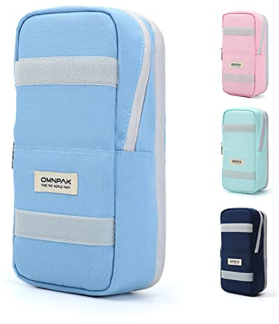 Omnpak Federmäppchen Pencil Case Doppelte Öffnung Große Kapazität Standfest Student Junge Mädchen Schule Büro Auslaufsicher Kratzfest