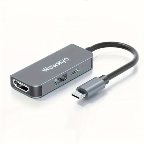 Wowssyo USB C 3 en 1 Hub, Adaptador USB C de Aluminio para MacBook Pro/Air, HDTV 4K, PD 87W, Puerto USB 3.0, para iPad Pro m1, XPS, PC Portátil, Switch y Dispositivos Tipo-c