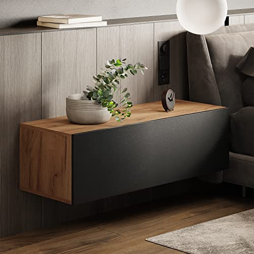 Planetmöbel Schlafzimmer Nachttisch Schränke 2X 100 cm | Gold Eiche / Anthrazit