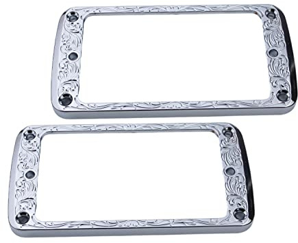 Guyker Flache Humbucker-Abdeckung aus Metall, Pickup-Montage-Ring-Set – Steg- und Hals-Pickup-Rahmen, Ersatzteil für E-Gitarre oder Precision Bass (2 Stück, PR006 Chrom)
