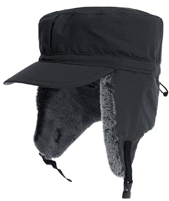 FakeFace Unisex Schirmmütze mit ohrenschützer gefüttertes Basecap Herren Winter Dicke Mütze Kappen Golf Cap Fliegermütze Wintermütze Windschutz Baseballcap mit Schirm und Ohrenklappen