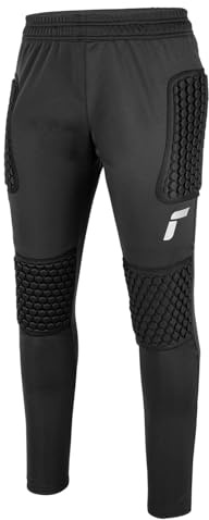 Reusch Contest II Soccer Goalkeeper Pants for Men | Padded GK Trousers with Knee & Hip Protection | Slim Fit Breathable Goalie Pants | Training & Match Gear Protective Wear | Black/Silver (XL)