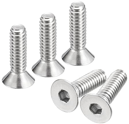 QUARKZMAN 25pcs 1/4-20x7/8 Plat Fraisée Tête Douille Capuchon Vis | Hex Douille Plat Tête Vis, 304 Inox Acier, Complet Filetage, Fraisé Boulons
