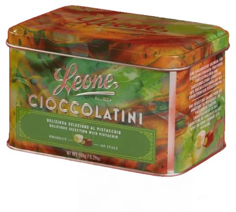 Leone Cioccolatini al Pistacchio 150gr Elegate Scatola in Latta