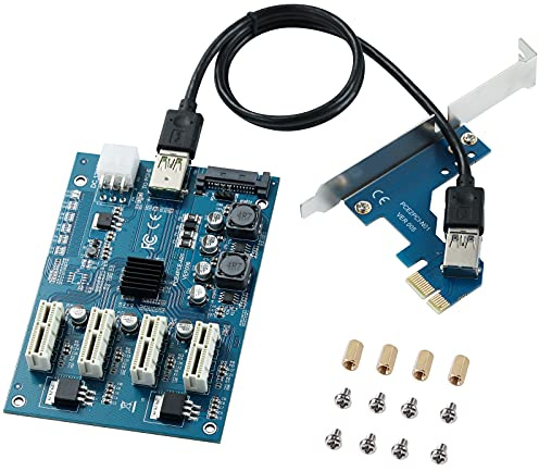 YBBOTT PCI-E X1 auf 4 PCI-E X1 Steckplätze, PCI Express Multiplier Riser Card Bitcoin Miner Gerät