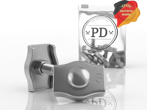 PD® Simplex Drahtseilklemme 6mm Edelstahl A4 | Rostfreie Seilklemmen 6mm | Hochwertige Stahlseil Klemme für 6mm Seil | Drahtseil Klemmen Litzenverbinder | Wire Clamp Simplex Klemme | 5 Stück