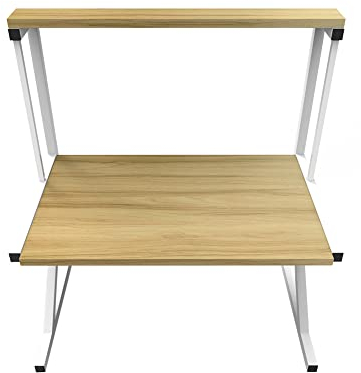 HUOLE Microonde Allungabile,Ripiano Per Microonde In Acciaio Al Carbonio,Ripiano Per Microonde Regolabile A 1 Livelli Con Organizer Per Spezie,Organizer Stoviglie-65 * 54 * 30 cm-giallo noce