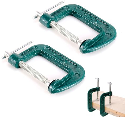 Morsetto A C, Morsa da Banco in Acciaio Inox, Mini Morsetti per Legno e Falegname, Intervallo di Serraggio 0-60 mm, Confezione da 2