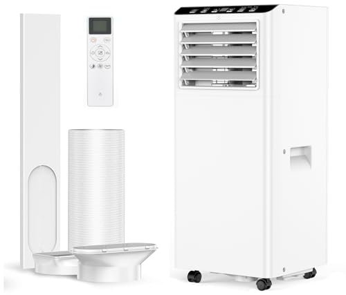Air Conditioning Unit, 4-In-1 Portable Air Conditioner With Follow Me Function, Dehumidifier, Ventilation, 2 Fan Speeds, 24 Hour Timer, Sleep Mode & Window Kit, 7000BTU AC Unit