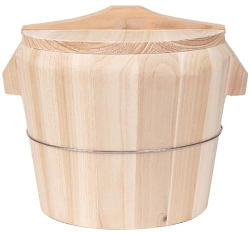 Seau À Riz en Bois Tonneau De Riz en Bois Bol À Mélanger Sushi Oke Tonneau De Riz avec Couvercle Maison Cuisine Récipient Alimentaire Bol De Riz À Sushi en Bois