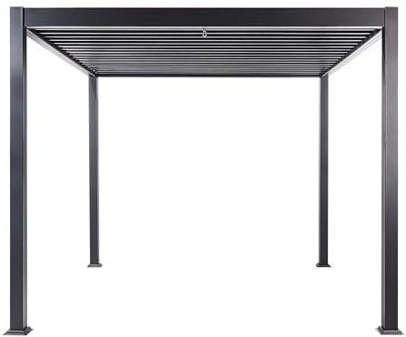 Garten Pergola Aluminium schwarz mit Lamellendach quadratisch 310x310 cm Fornoli
